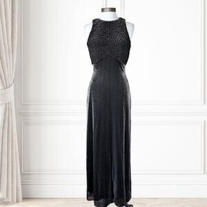 Vintage 90S y2K CACHE Metallic Maxi Dress Size 6 Formal Sparkle Sleeveless